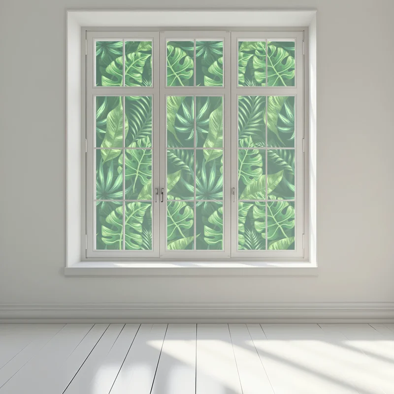 Fensteraufkleber tropisches monstera blattmuster