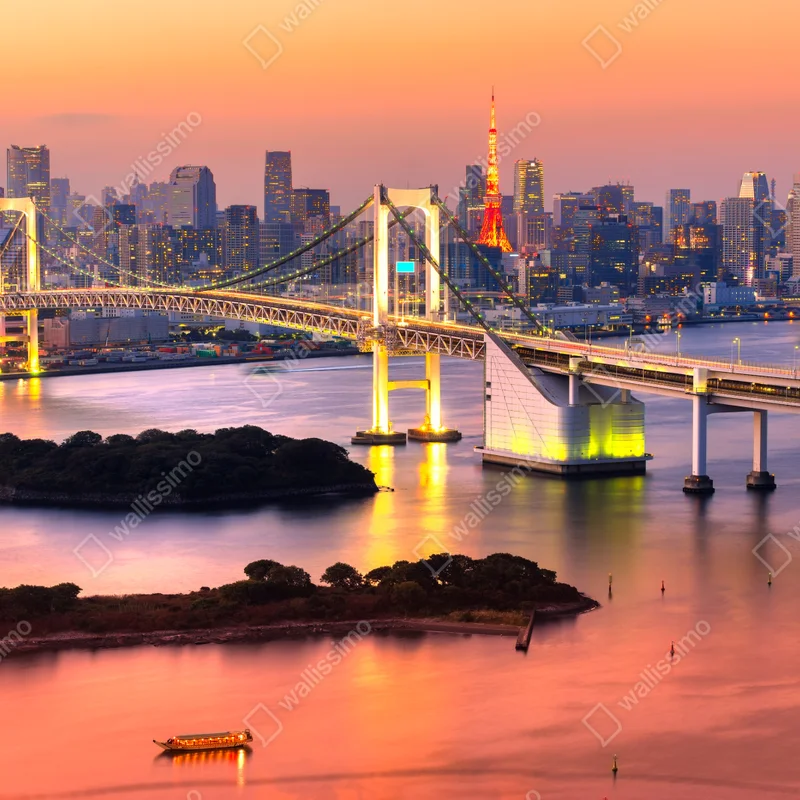 Leinwandbild Tokio skyline bei sonnenuntergang Leinwandbild Tokio skyline bei sonnenuntergang