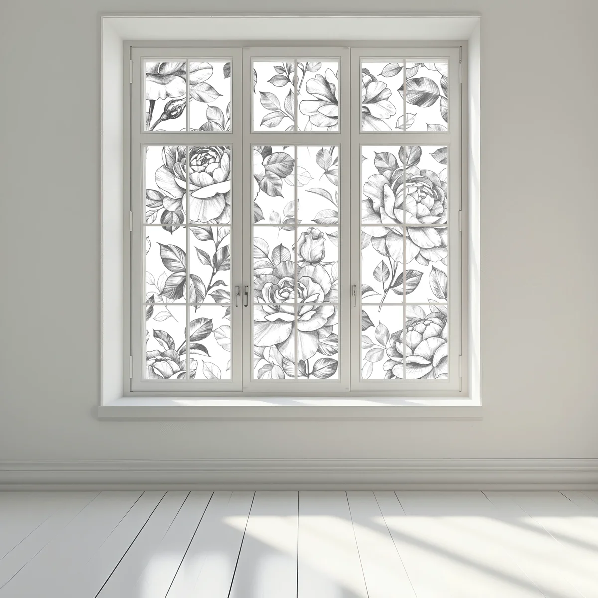 Fensteraufkleber handgezeichnetes rosenmuster Fensteraufkleber handgezeichnetes rosenmuster