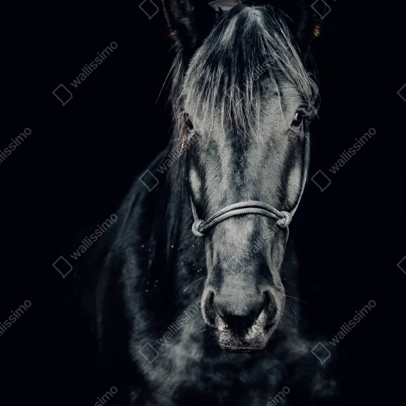 Repositionierbarer Aufkleber majestätisches schwarzes pferdeporträt Repositionierbarer Aufkleber majestätisches schwarzes pferdeporträt