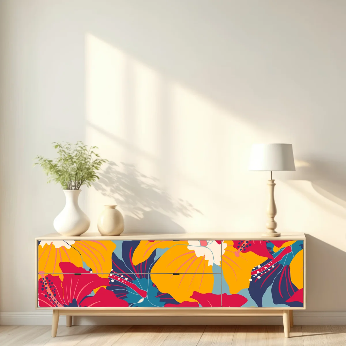 Repositionierbarer Aufkleber lebhaftes hibiskusmuster Repositionierbarer Aufkleber lebhaftes hibiskusmuster