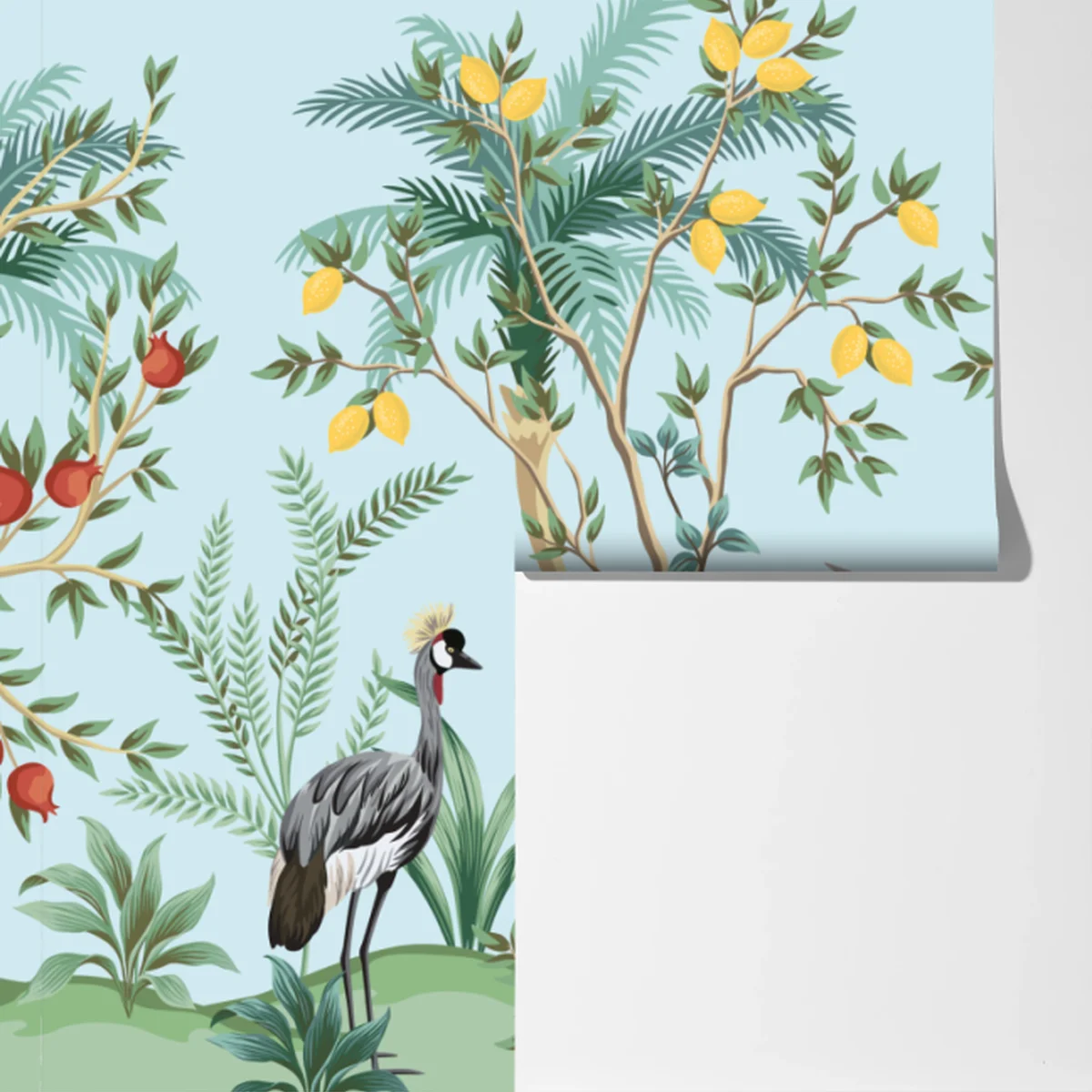 Fototapeta ogród z żurawiami i kwiatami Fototapeta ogród z żurawiami i kwiatami