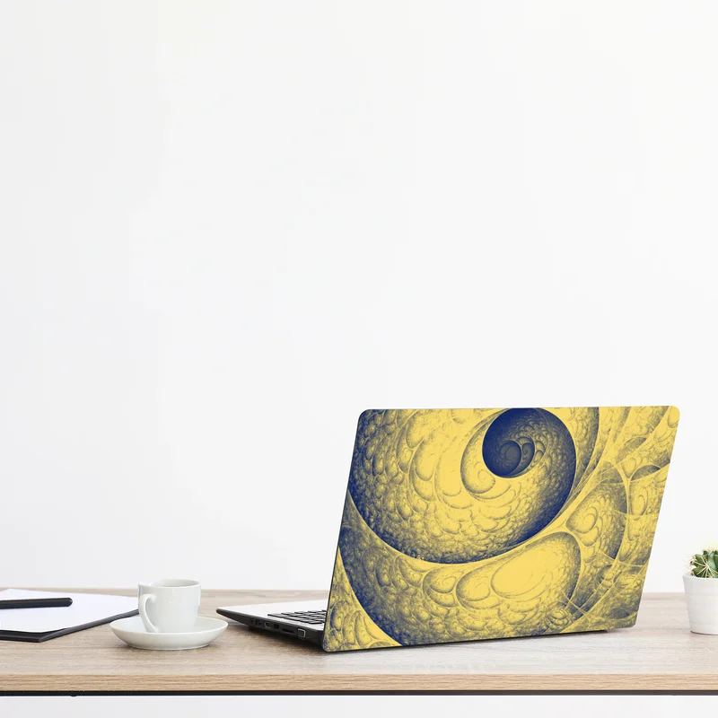 Laptop-Aufkleber goldene spiralförmige fraktalstruktur