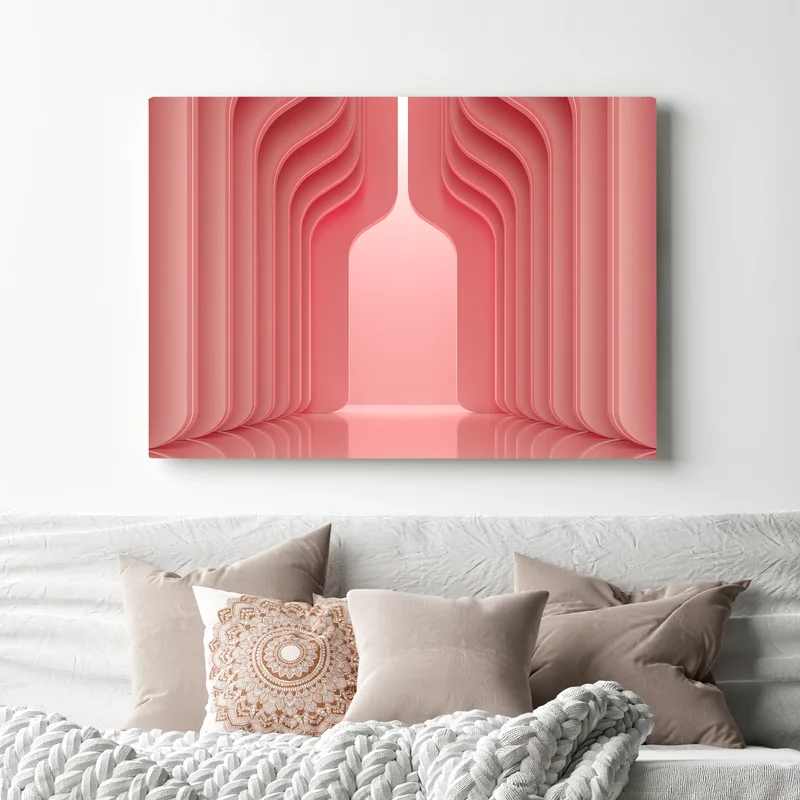 Leinwandbild zeitgenössisches korallenrosa architekturmotiv Leinwandbild zeitgenössisches korallenrosa architekturmotiv