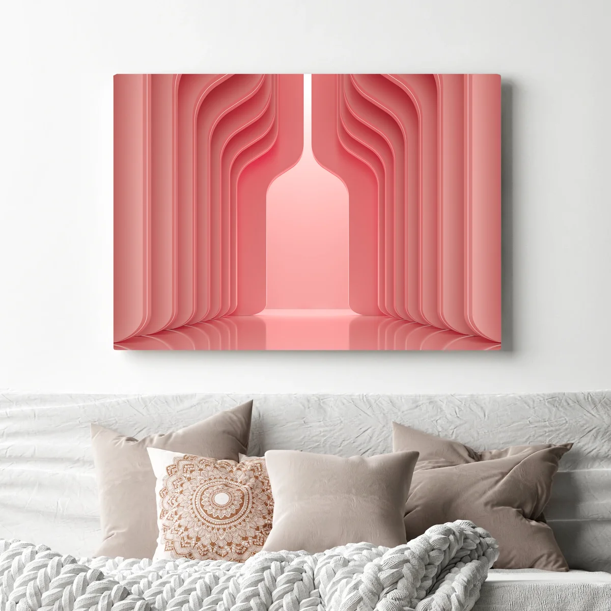 Leinwandbild zeitgenössisches korallenrosa architekturmotiv Leinwandbild zeitgenössisches korallenrosa architekturmotiv