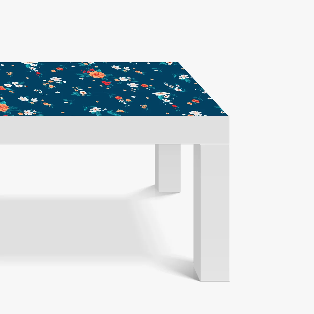 Tischaufkleber und Schreibtischaufkleber zartes verstreutes blumenmuster auf tiefem türkis Tischaufkleber und Schreibtischaufkleber zartes verstreutes blumenmuster auf tiefem türkis