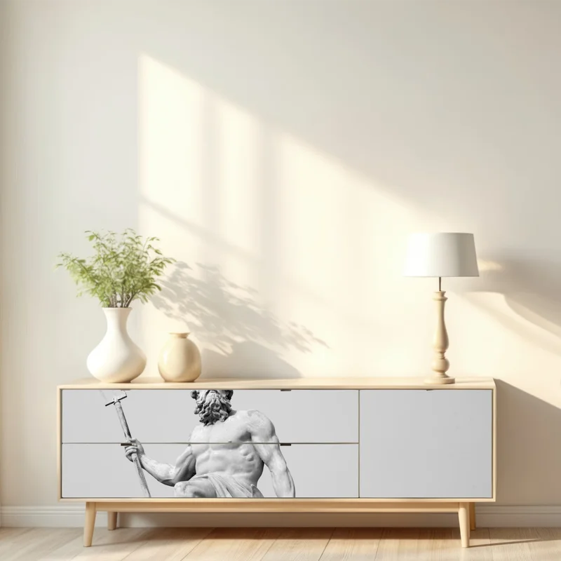 Repositionierbarer Aufkleber Neptun klassisches standbild in monochrom