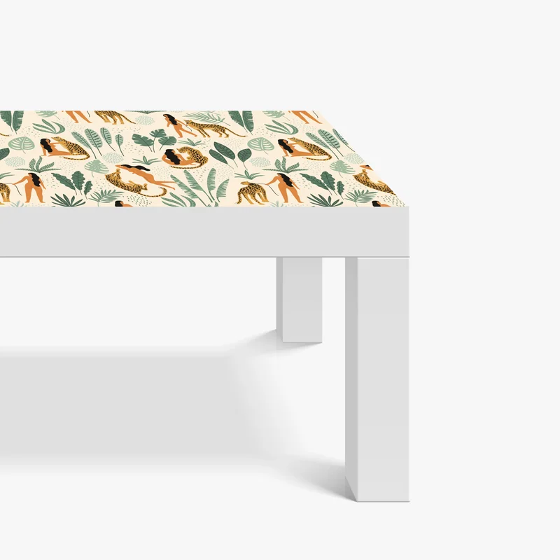 Tischaufkleber und Schreibtischaufkleber exotisches muster mit geparden und blättern