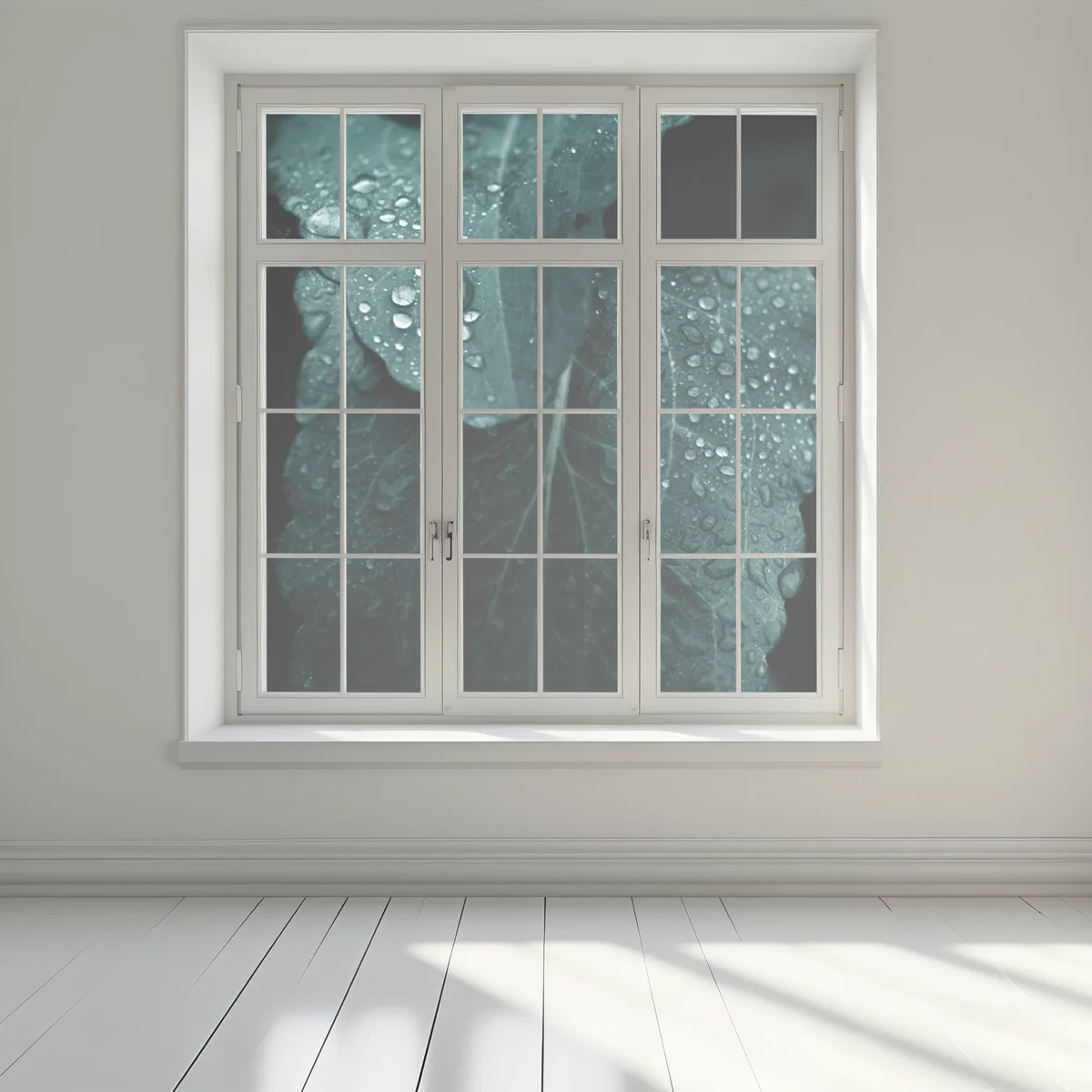 Fensteraufkleber tautropfen auf blättern Fensteraufkleber tautropfen auf blättern