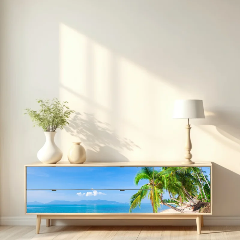 Repositionierbarer Aufkleber tropischer palmenstrand