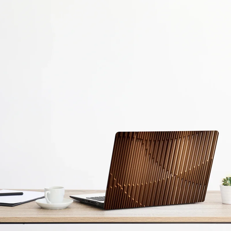 Laptop-Aufkleber warmes muster aus holzlamellen für die wand