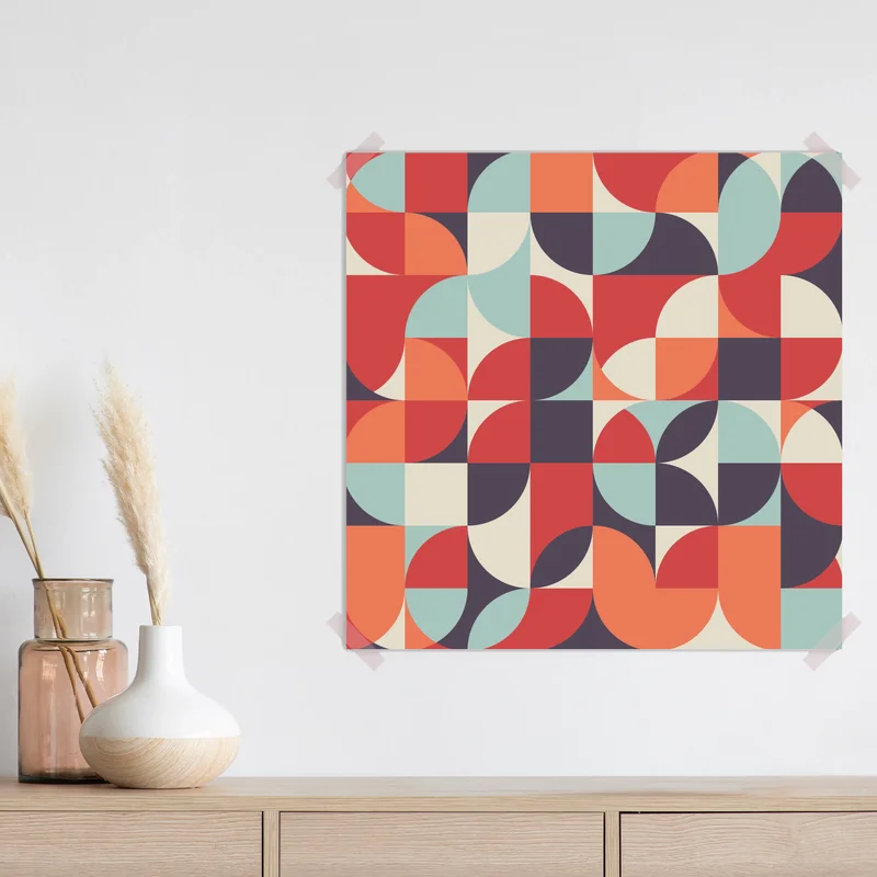 Poster geometrisches retro-muster in kräftigen farben • Poster bei Wallnifity® Poster geometrisches retro-muster in kräftigen farben • Poster bei Wallnifity®