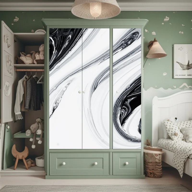 Schrankaufkleber monochromer marmorswirbel Schrankaufkleber monochromer marmorswirbel