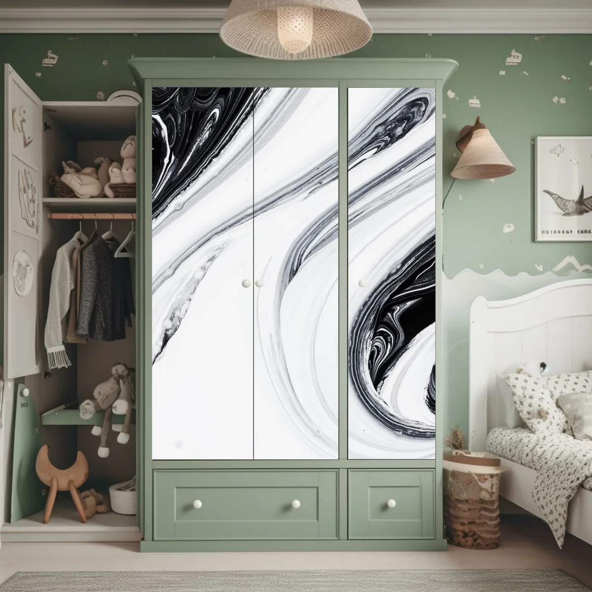 Schrankaufkleber monochromer marmorswirbel Schrankaufkleber monochromer marmorswirbel