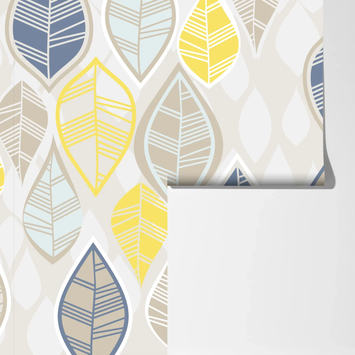 Fototapete skandinavisches blättermuster in sanften neutralen tönen Fototapete skandinavisches blättermuster in sanften neutralen tönen