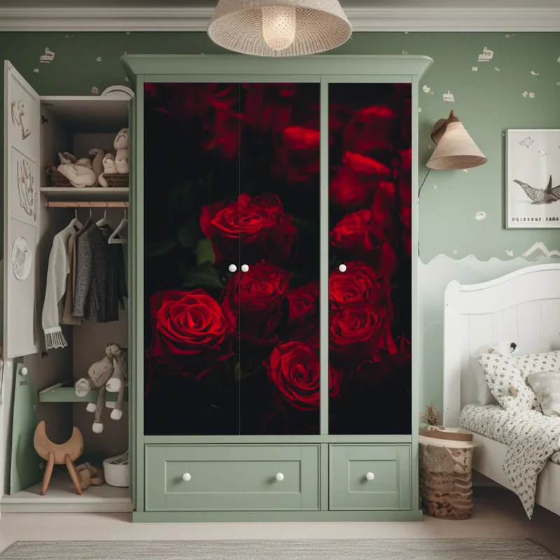 Schrankaufkleber dunkler rosenstrauß