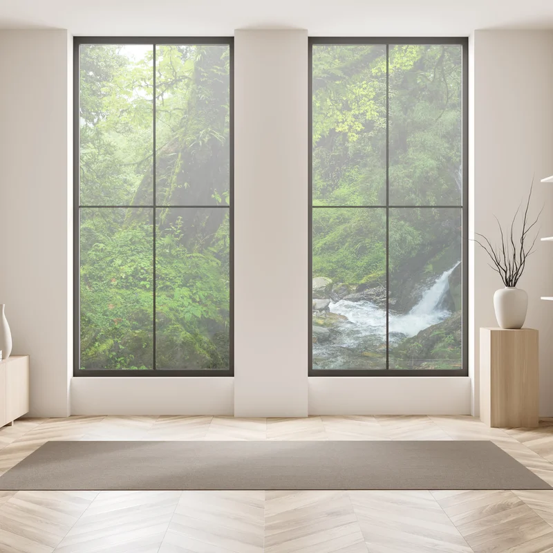 Fensteraufkleber üppiger grüner wasserfall im wald