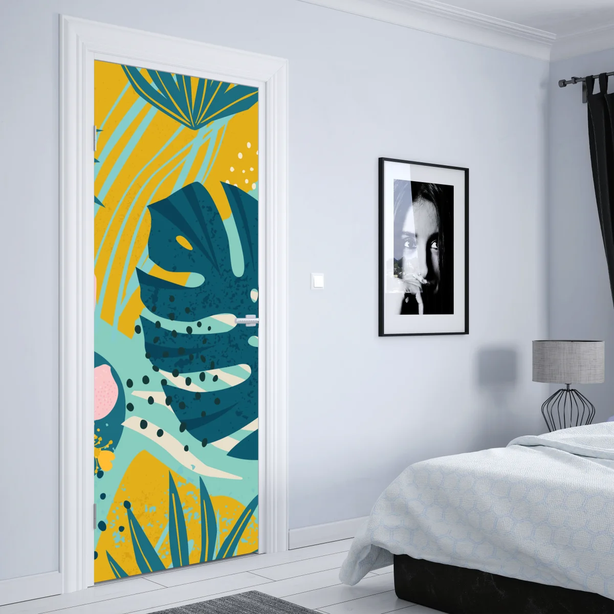 Türaufkleber tropische blätter und blüten Türaufkleber tropische blätter und blüten