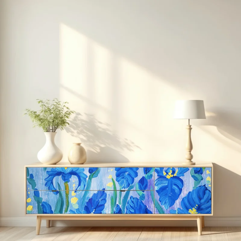 Repositionierbarer Aufkleber lebendiger blauer iris-bund Repositionierbarer Aufkleber lebendiger blauer iris-bund