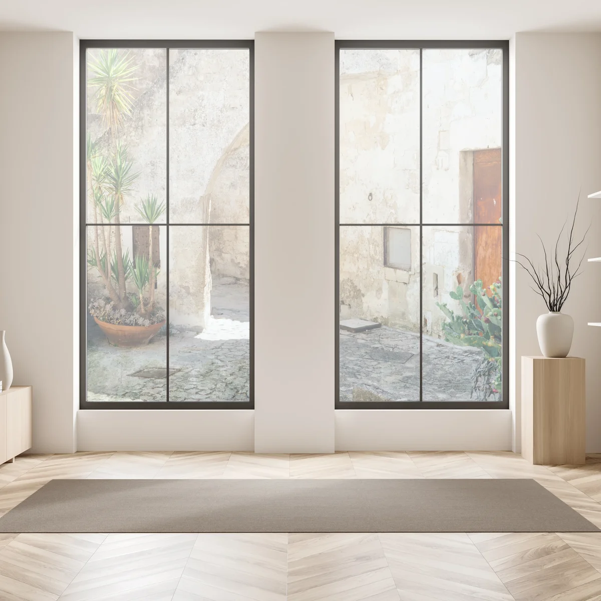 Fensteraufkleber mediterraner steinhof mit bogen Fensteraufkleber mediterraner steinhof mit bogen