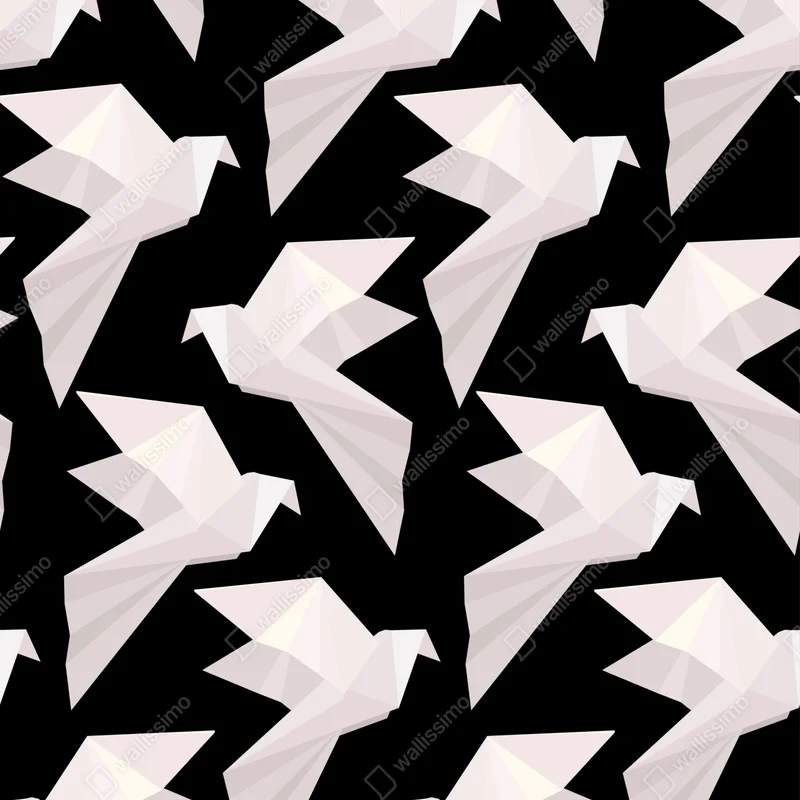 Poster origami-tauben muster auf schwarzem hintergrund • Poster bei Wallnifity® Poster origami-tauben muster auf schwarzem hintergrund • Poster bei Wallnifity®