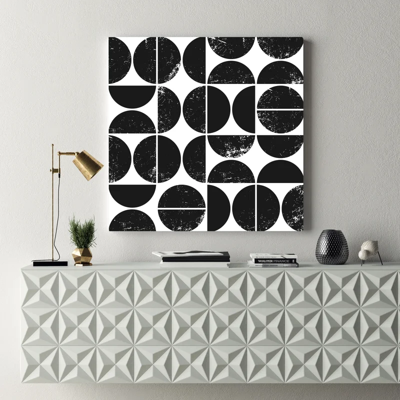 Leinwandbild schwarzes geometrisches kreismuster Leinwandbild schwarzes geometrisches kreismuster