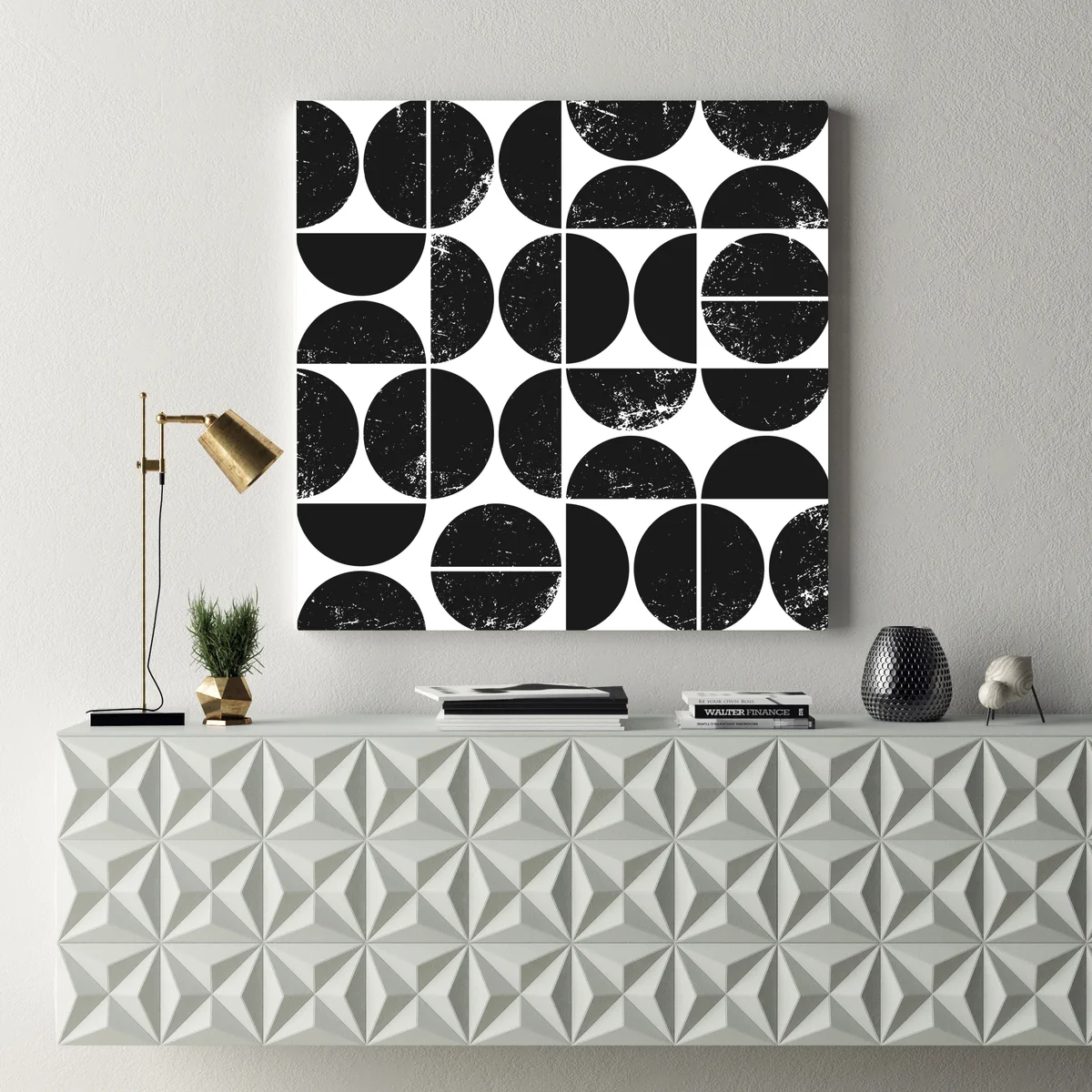 Leinwandbild schwarzes geometrisches kreismuster Leinwandbild schwarzes geometrisches kreismuster