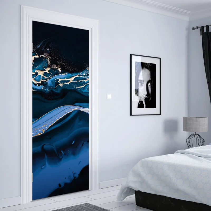 Türaufkleber marineblaue und goldene abstraktion