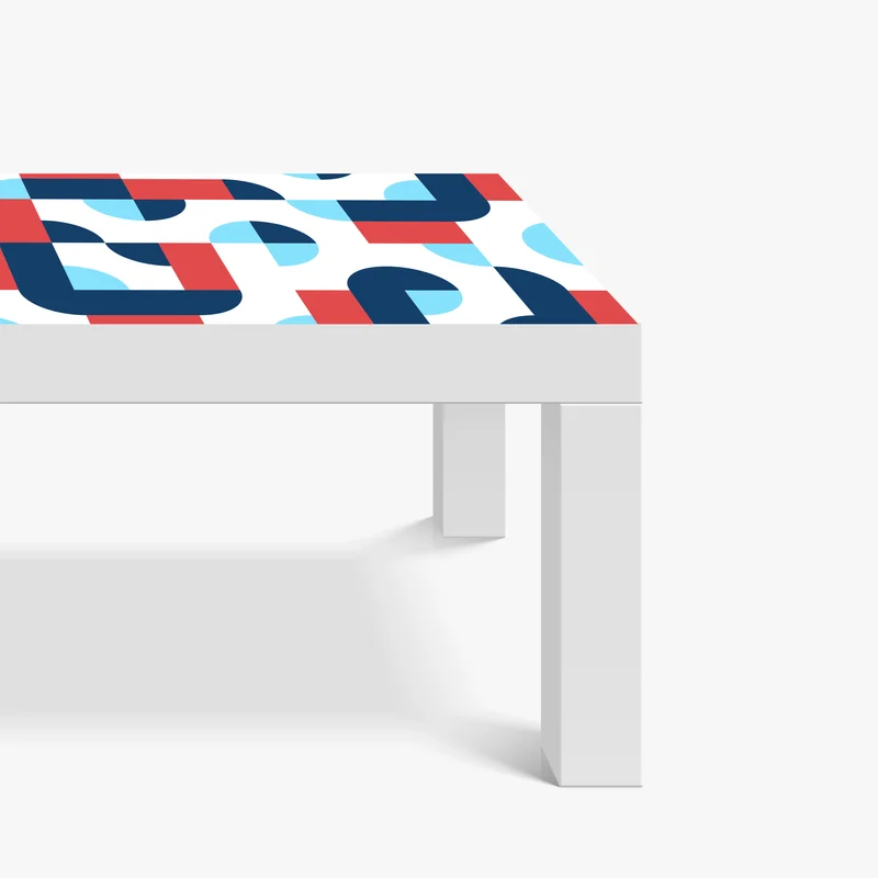 Tischaufkleber und Schreibtischaufkleber mutiges geometrisches muster in dunkelblau und koralle