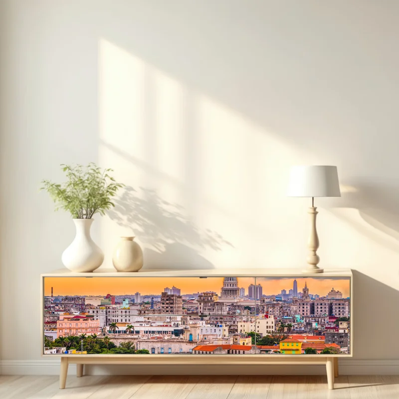 Repositionierbarer Aufkleber Havanna skyline bei sonnenuntergang