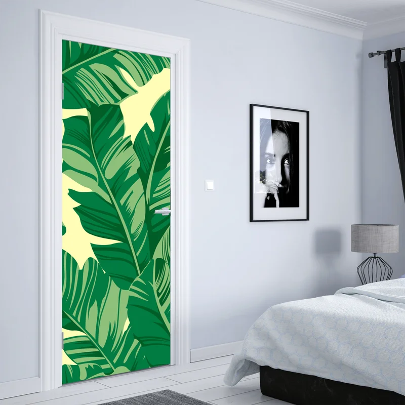Türaufkleber tropisches muster mit bananenblättern