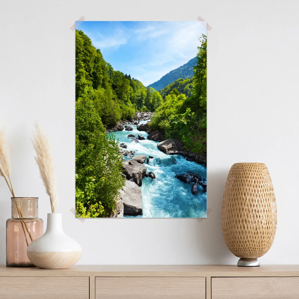 Poster gletscherfluss im grünen tal Poster gletscherfluss im grünen tal