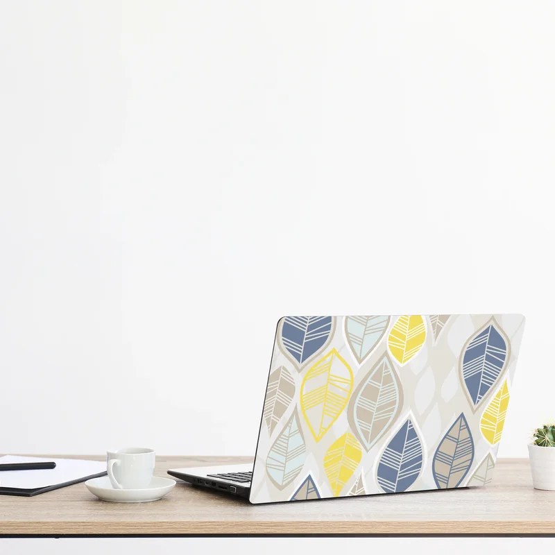 Laptop-Aufkleber skandinavisches blättermuster in sanften neutralen tönen Laptop-Aufkleber skandinavisches blättermuster in sanften neutralen tönen