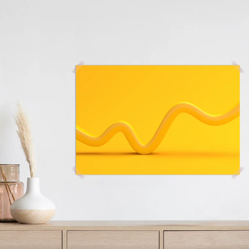 Poster sonnige gelbe 3d-abstrakte kurve Poster sonnige gelbe 3d-abstrakte kurve