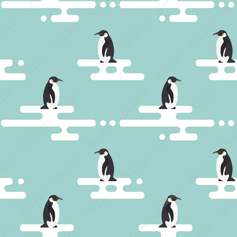 Repositionierbarer Aufkleber süßes pinguinmuster in pastell-türkis Repositionierbarer Aufkleber süßes pinguinmuster in pastell-türkis