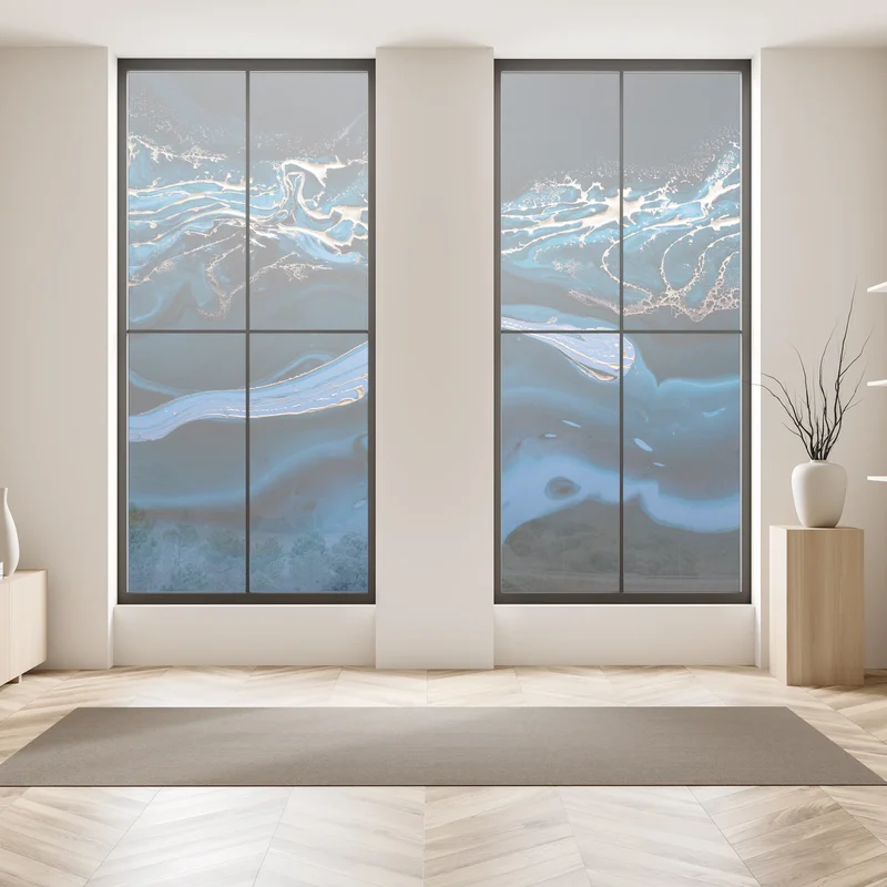 Fensteraufkleber marineblaue und goldene abstraktion