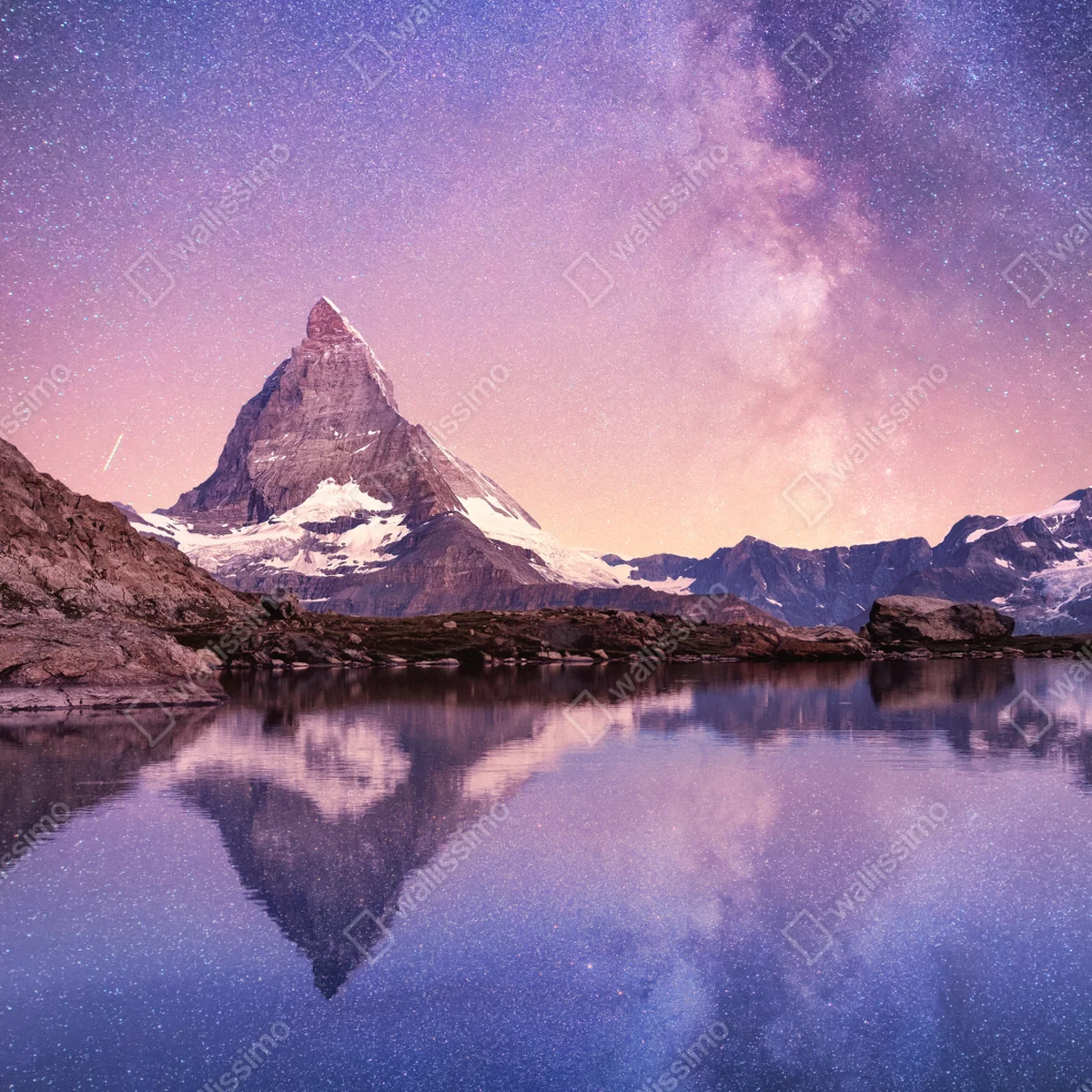 Tischaufkleber und Schreibtischaufkleber Matterhorn unter der Milchstraße mit spiegelung Tischaufkleber und Schreibtischaufkleber Matterhorn unter der Milchstraße mit spiegelung