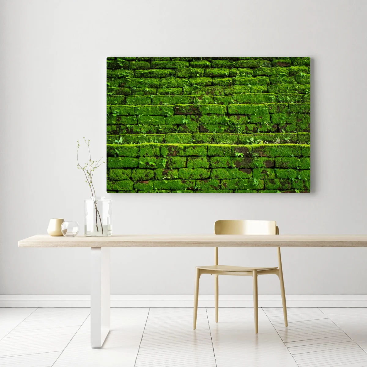 Leinwandbild üppige moosbedeckte ziegelwand Leinwandbild üppige moosbedeckte ziegelwand