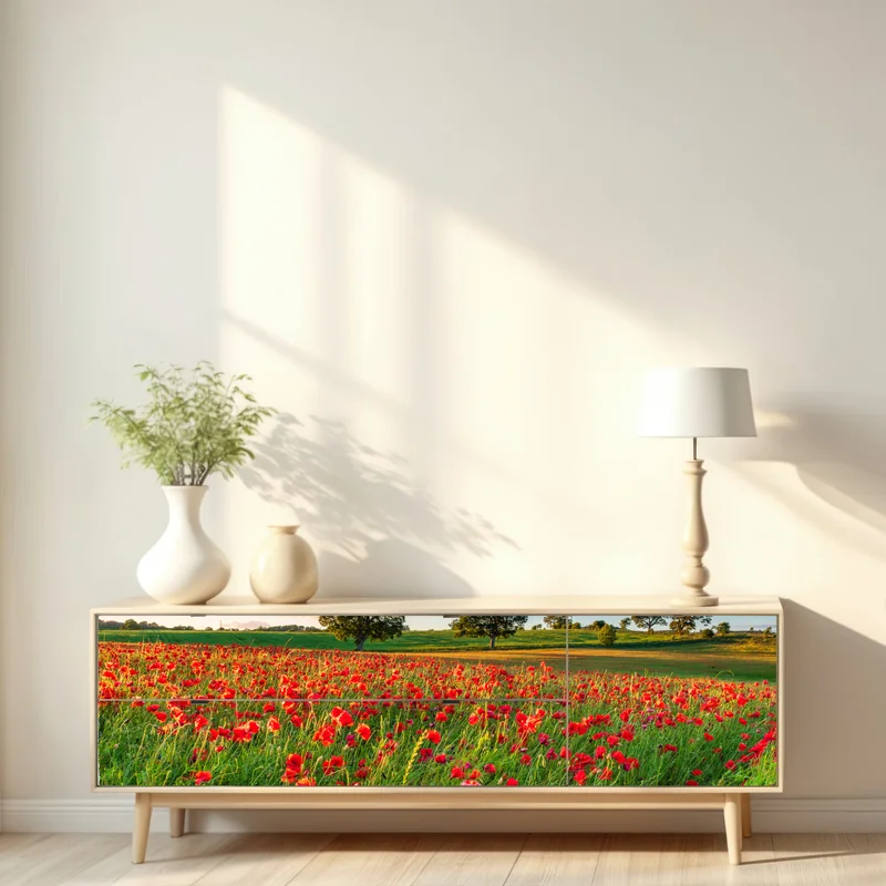 Repositionierbarer Aufkleber rotes mohnfeld bei Corbridge