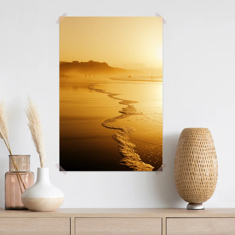 Poster goldener sonnenuntergang am strand von Sopelana Poster goldener sonnenuntergang am strand von Sopelana