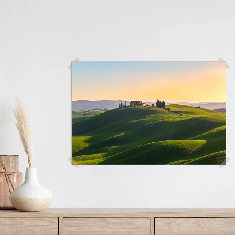 Poster bauernhaus auf grünen hügeln, Crete Senesi Poster bauernhaus auf grünen hügeln, Crete Senesi