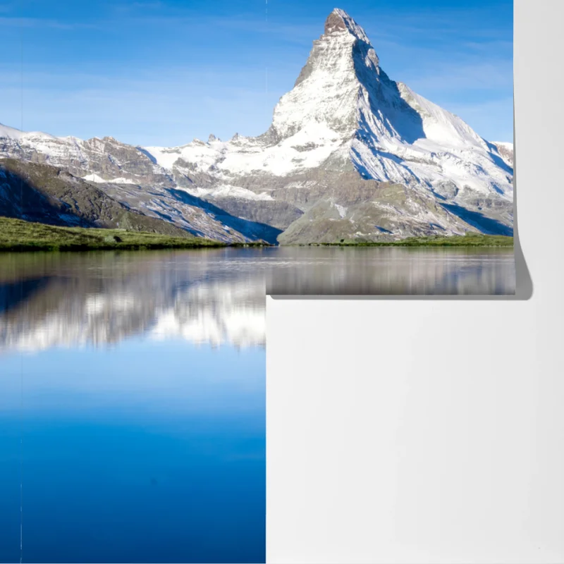 Fototapete majestätische bergspiegelung über alpensee Fototapete majestätische bergspiegelung über alpensee