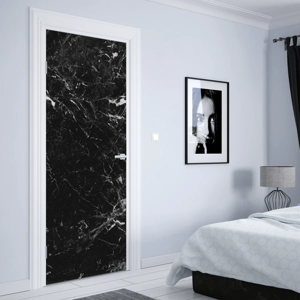 Türaufkleber schwarzer marmor mit weißen adern Türaufkleber schwarzer marmor mit weißen adern