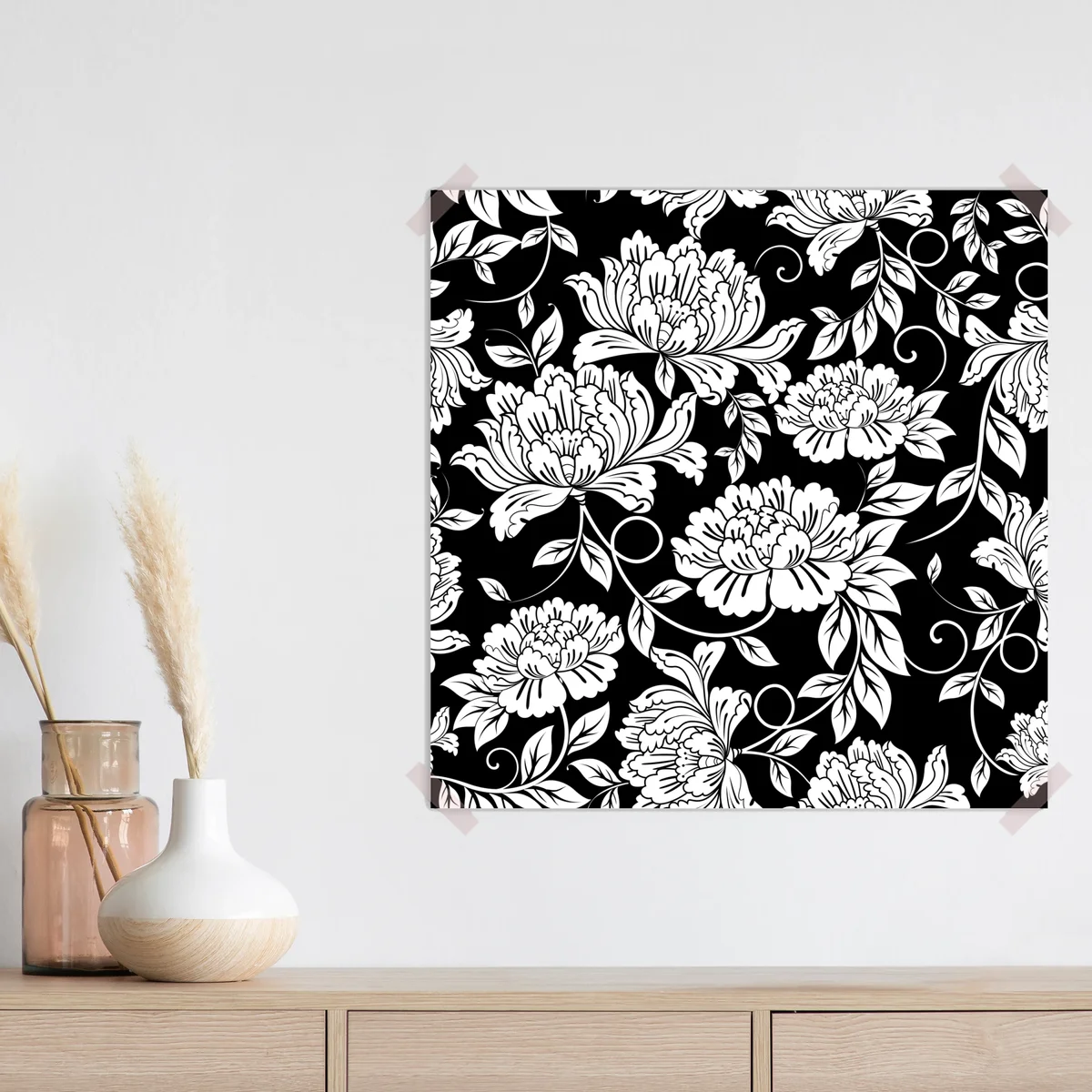 Poster monochromes blumenmuster Poster monochromes blumenmuster