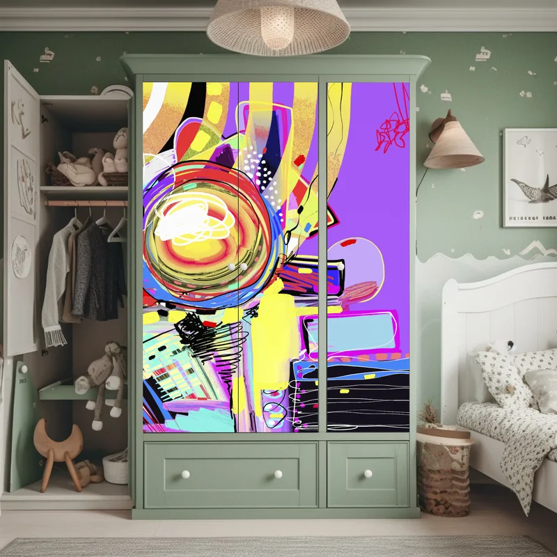 Schrankaufkleber lebendige violette abstrakte komposition