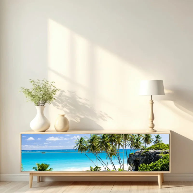 Repositionierbarer Aufkleber Bottom Bay palmenstrand, Barbados Repositionierbarer Aufkleber Bottom Bay palmenstrand, Barbados