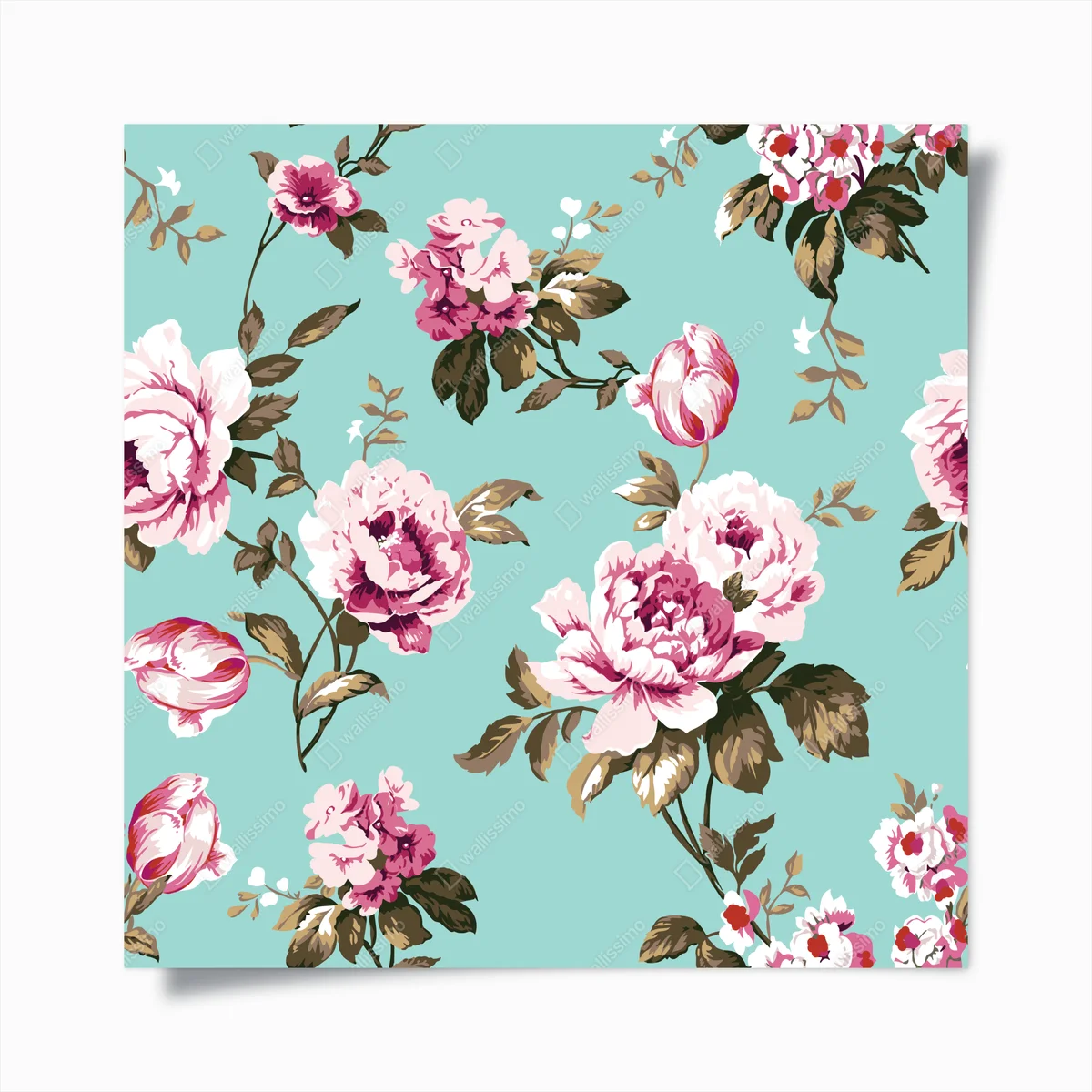 Poster vintage türkis blumenmuster • Poster bei Wallnifity® Poster vintage türkis blumenmuster • Poster bei Wallnifity®