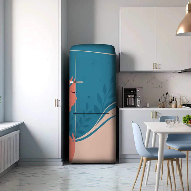 Kühlschrankaufkleber sanftes blumiges profil mit fließendem haar