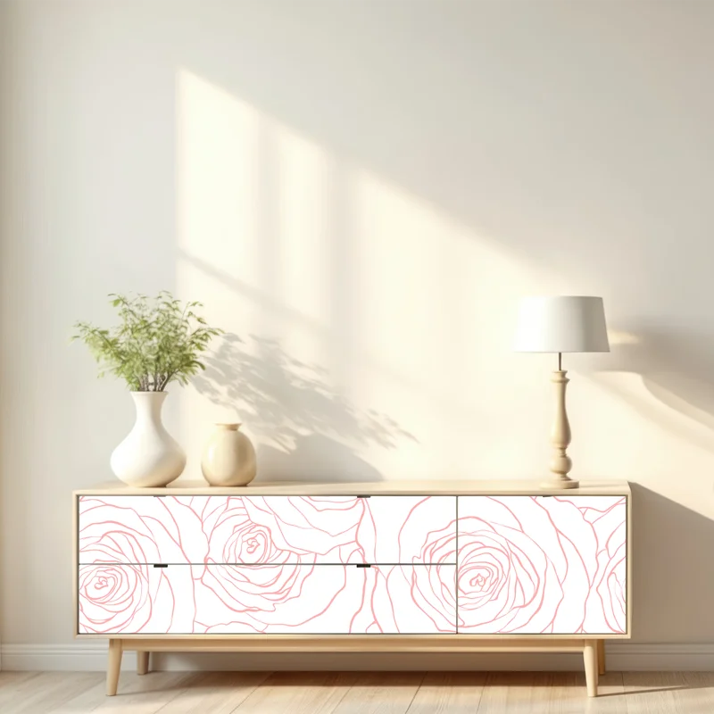 Repositionierbarer Aufkleber zartes muster rosa rosen