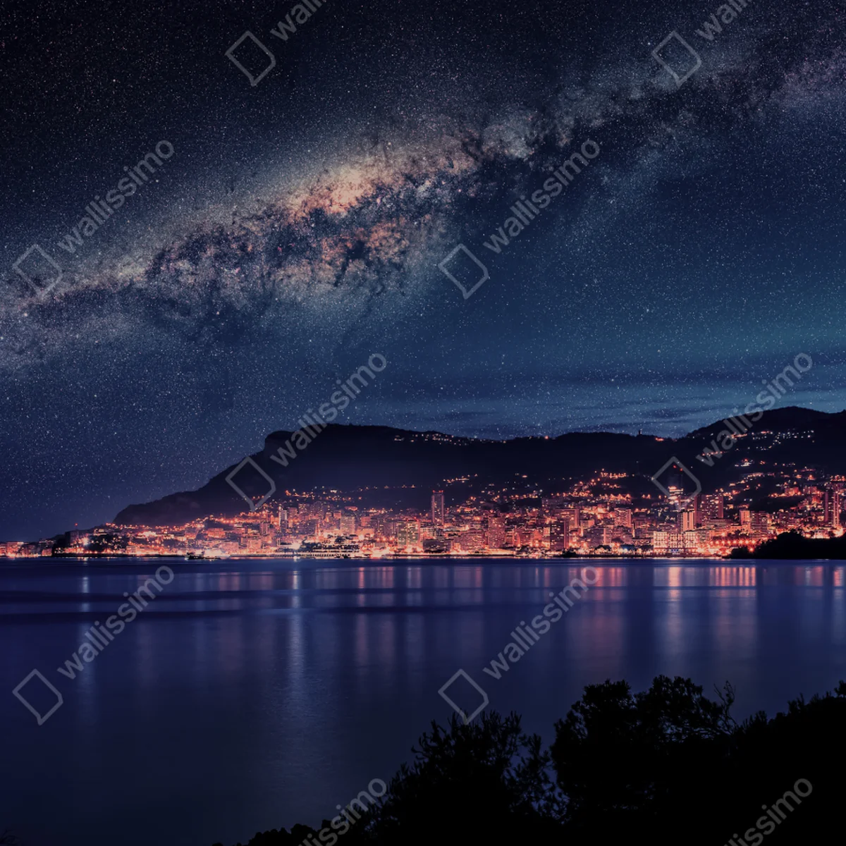 Fototapete küstenstadt unter der milchstraße Fototapete küstenstadt unter der milchstraße